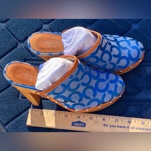 COACH Bacall Blue High Heels Clogs Wooden Platforms
Sz. 7.5 B